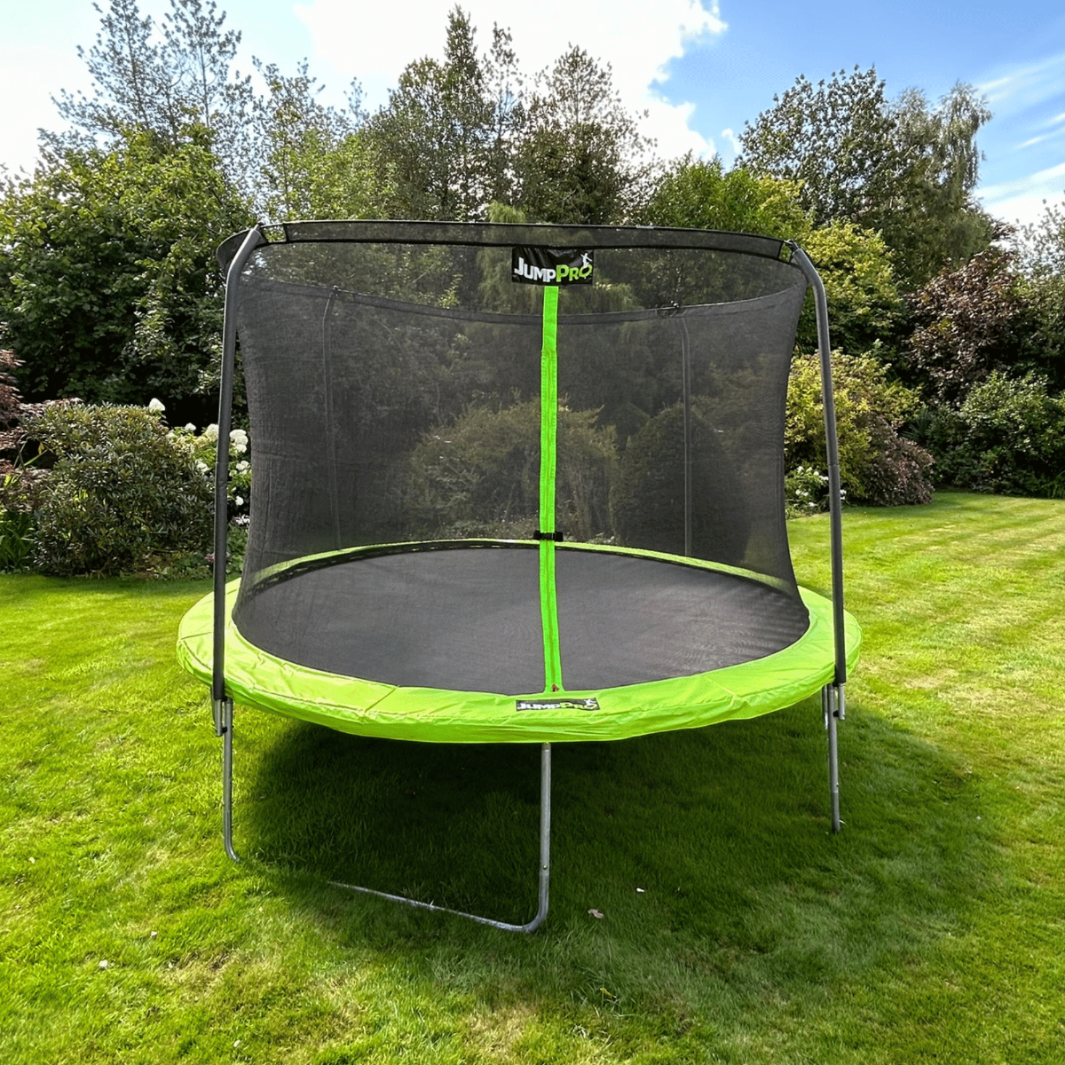 10ft JumpPRO™ Xplore Green Round Trampoline with Enclosure