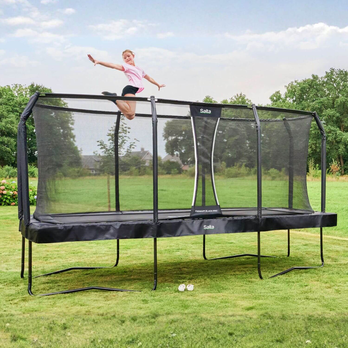 15ft x 9ft Salta Premium Black Pro Rectangular Trampoline + Safety Net