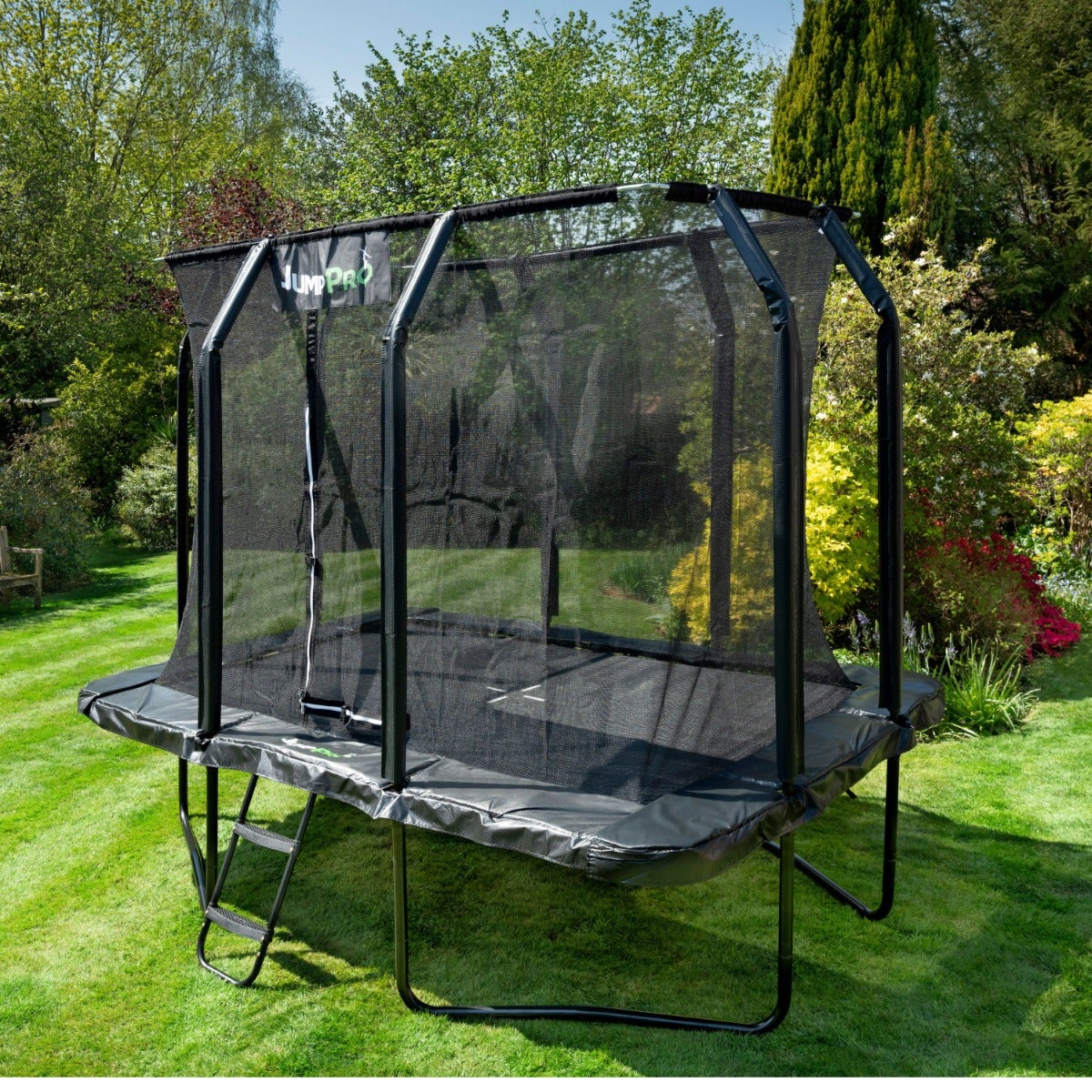10ft x 7ft JumpPRO™ Xcel Black Rectangular Trampoline with Enclosure