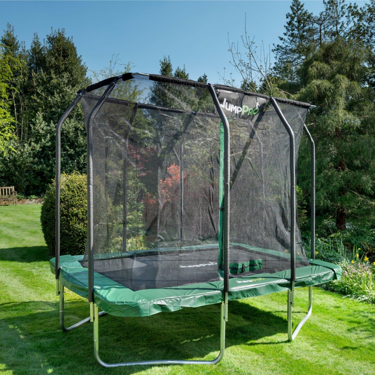 10ft x 7ft JumpPRO™ Xcite Green Rectangular Trampoline with Enclosure