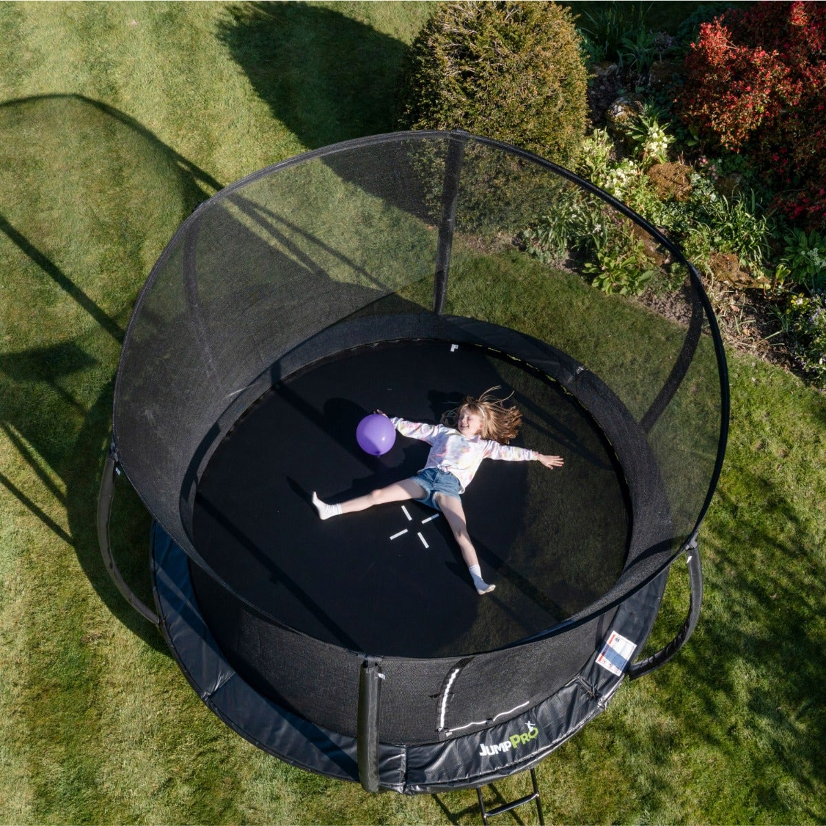 12ft JumpPRO™ Xcel Black Round Trampoline with Enclosure