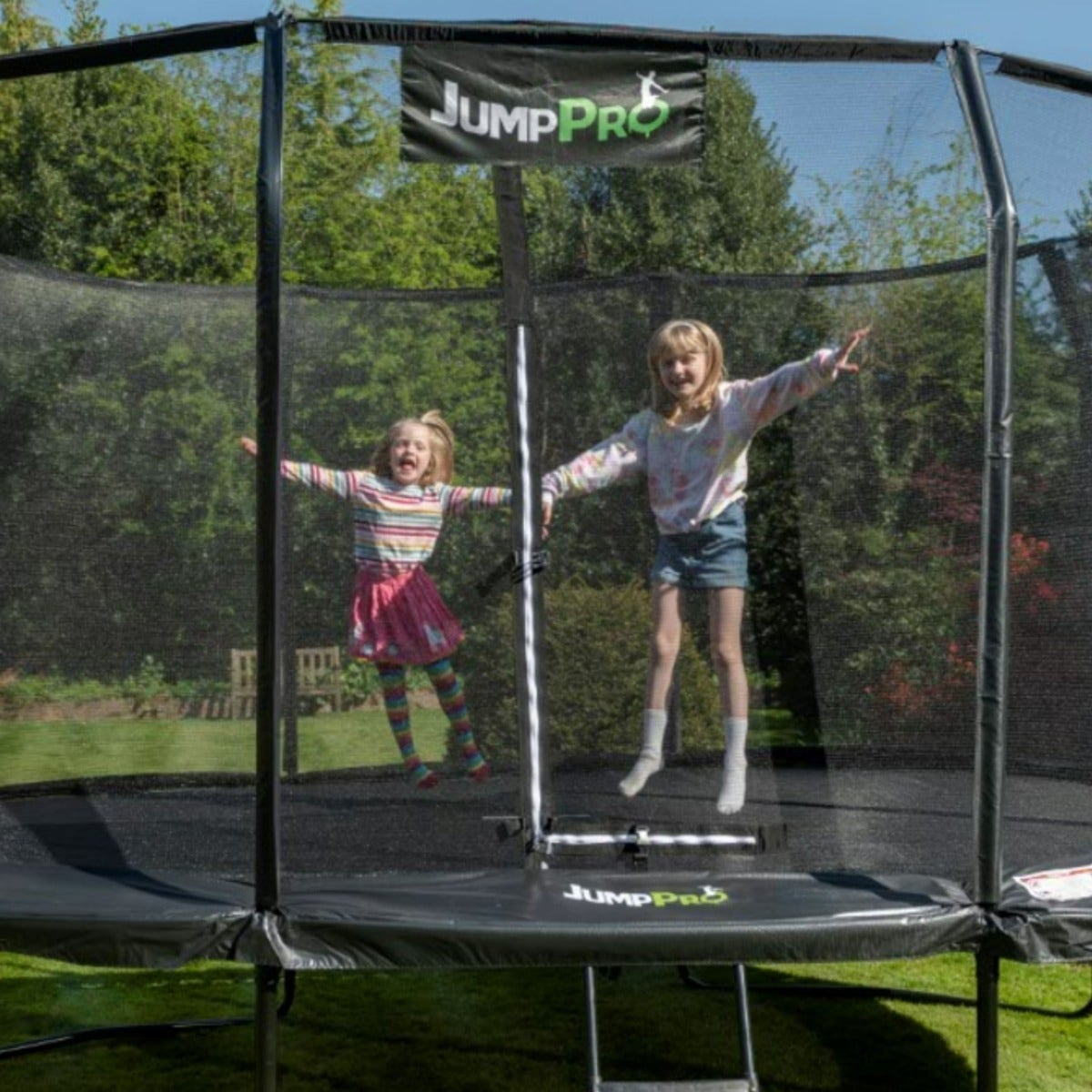 12ft x 8ft JumpPRO™ Xcel Black Oval Trampoline with Enclosure