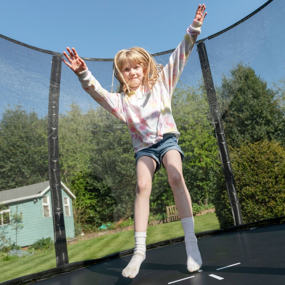 8ft JumpPRO™ Xcel Black Round Trampoline with Enclosure