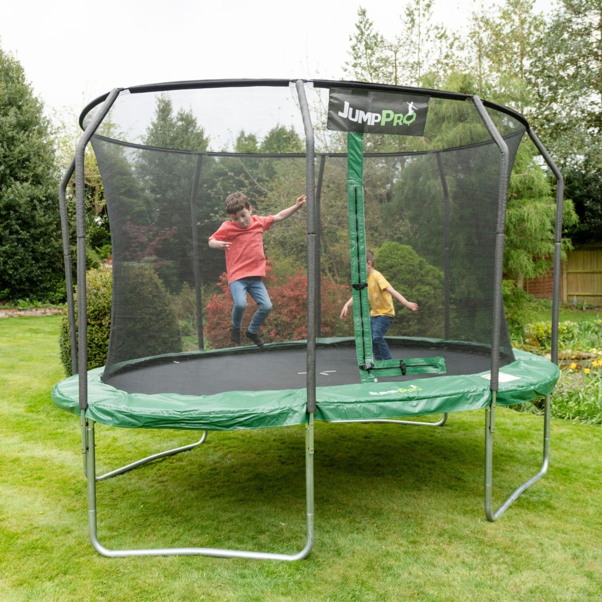 15ft x 10ft JumpPRO™ Xcite Green Oval Trampoline with Enclosure