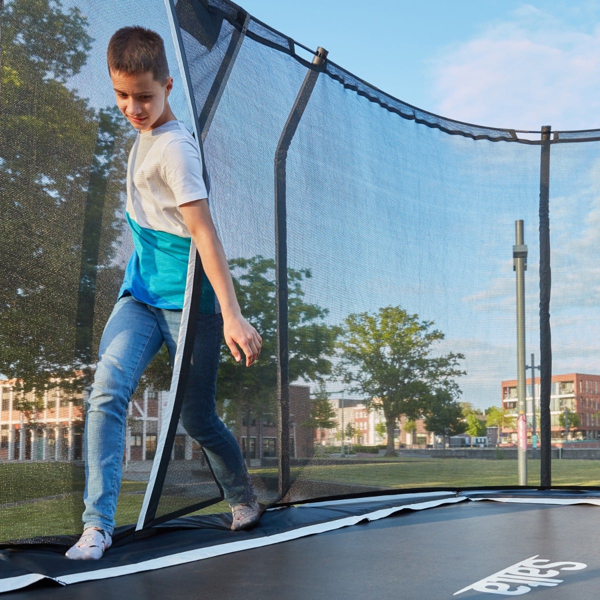 13ft x 8ft Salta Black Rectangular Premium Edition Trampoline with Enclosure