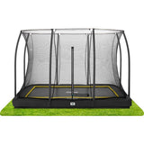 10ft x 7ft Salta Black Rectangular Comfort Edition Inground Trampoline with Enclosure