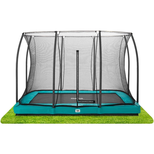 10ft x 7ft Salta Green Rectangular Comfort Edition Inground Trampoline with Enclosure - In Stock April