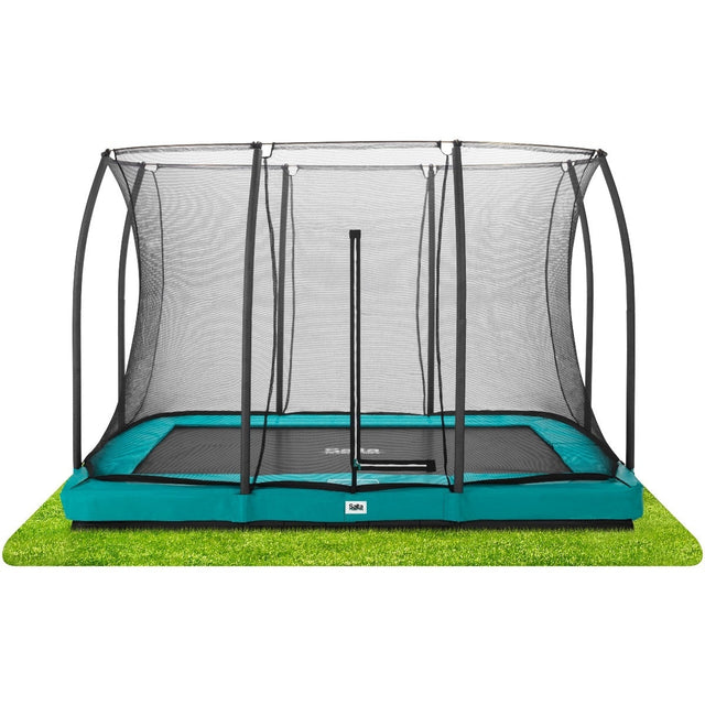 10ft x 7ft Salta Green Rectangular Comfort Edition Inground Trampoline with Enclosure - In Stock April