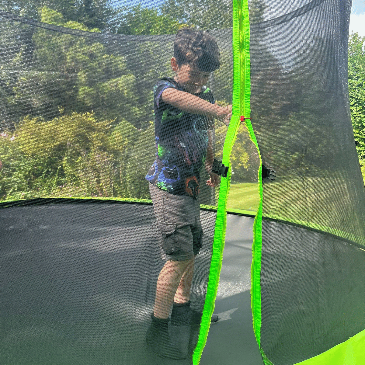 12ft JumpPRO™ Xplore Green Round Trampoline with Enclosure