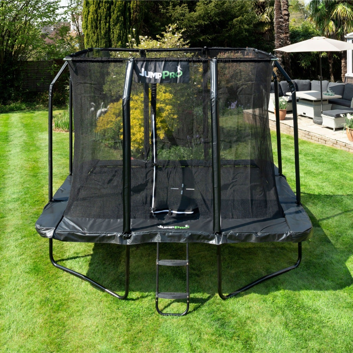 10ft x 7ft JumpPRO™ Xcel Black Rectangular Trampoline with Enclosure