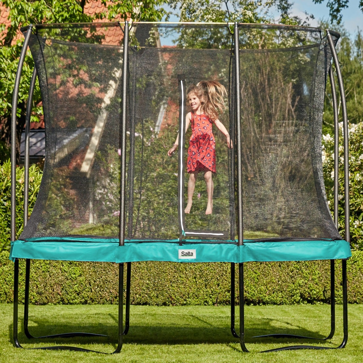 10ft x 7ft Green Rectangular Comfort Edition Trampoline with Enclosure 5092G Trampolines